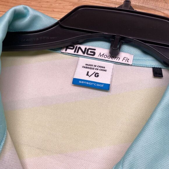 Ping Polo Shirt Large Blue Sensor Cool Performance Golf Tour Modern Fit - Picture 5 of 15